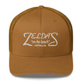 Caramel → Zelda's on the Beach caramel trucker cap — front view
