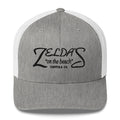 Zelda's on the Beach heather grey and white trucker cap — front view